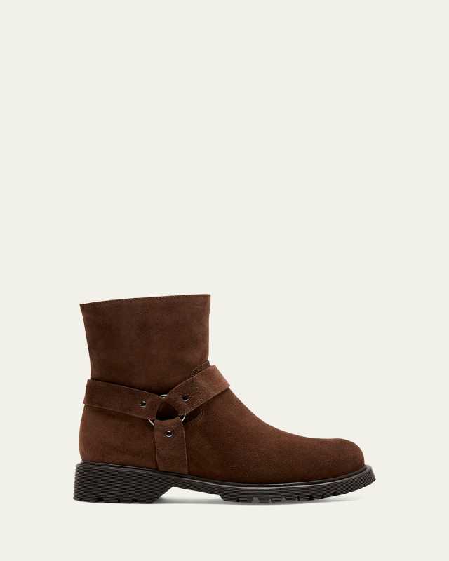 Hyatt Suede Shearling Harness Booties